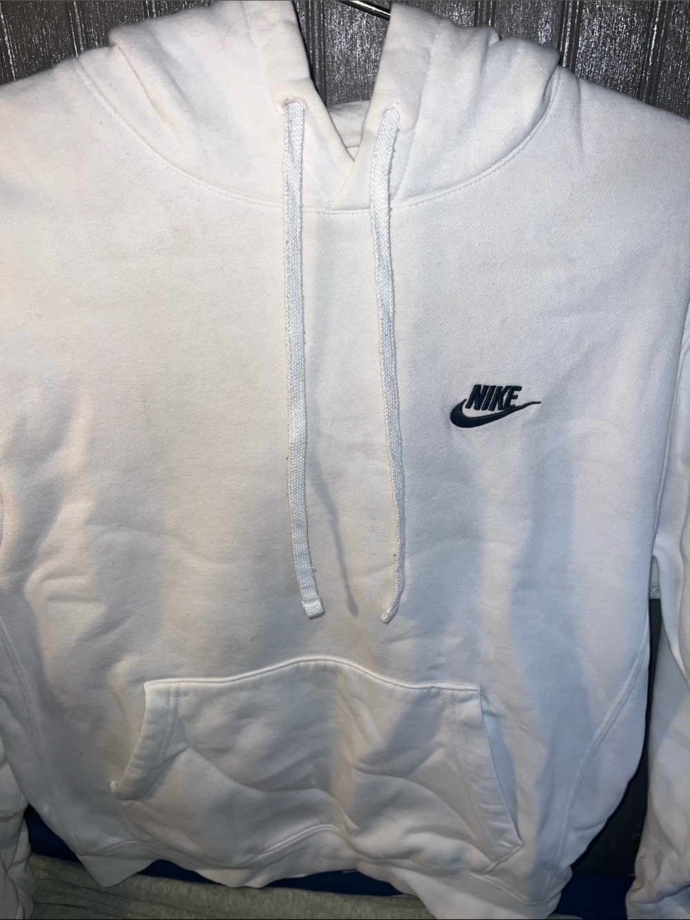Nike White Hoodie with Navy Swoosh